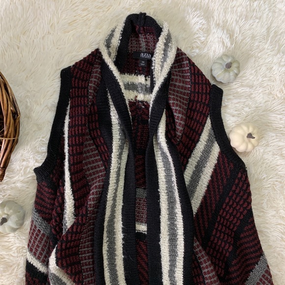 A.N.A Multicolored Striped Sleeveless Open Front Knit Cardigan XS - Picture 5 of 9